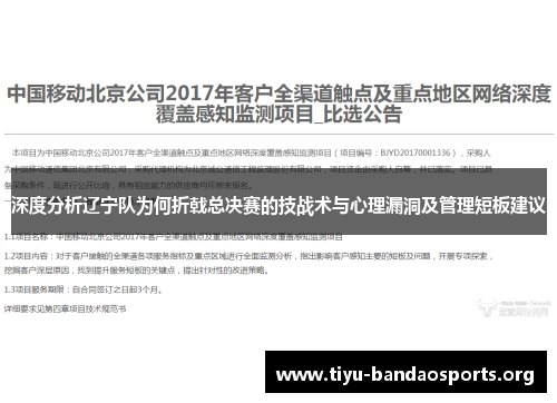 深度分析辽宁队为何折戟总决赛的技战术与心理漏洞及管理短板建议